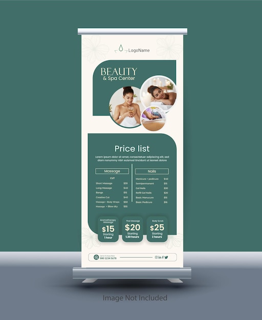 Vector spa rollup pricelist banner design