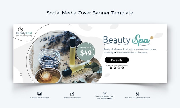 スパサロンソーシャルメディアfacebookカバーバナーテンプレートプレミアムベクター