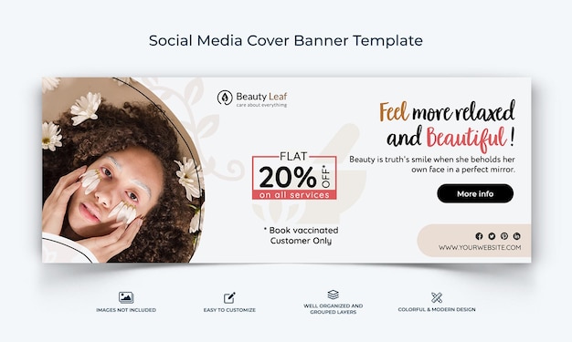 Spa salon social media facebook cover banner template premium vector