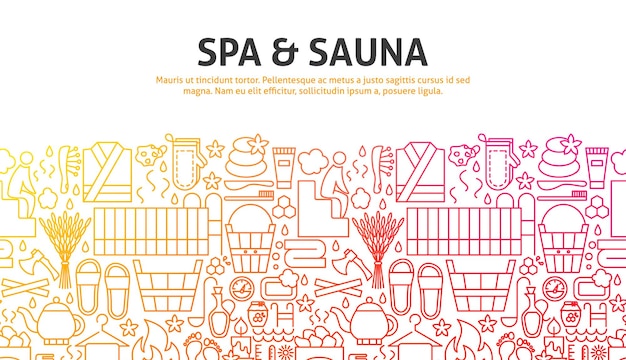 Spa sauna concetto illustrazione vettoriale di disegno di contorno