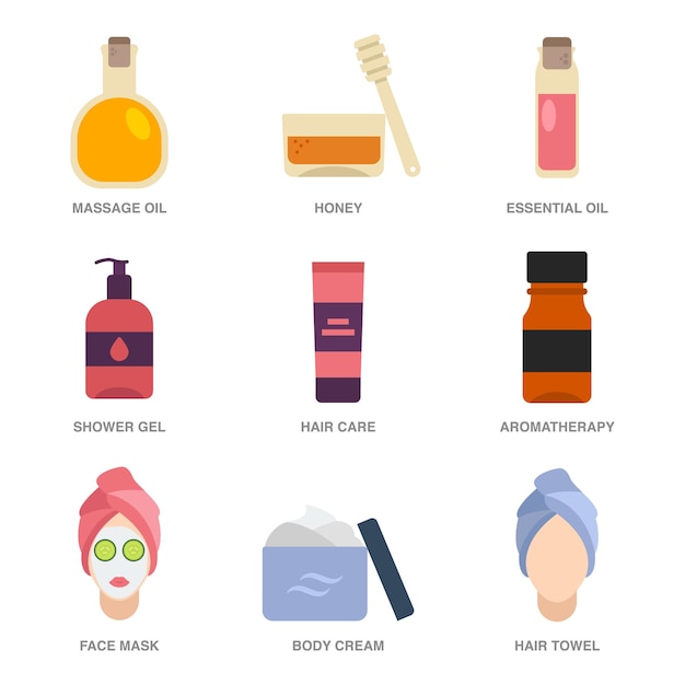 spa and sauna illustrations set on transparent background