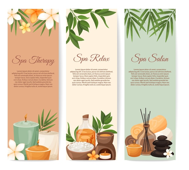 Spa services vertical banners template brochure, flyer, promotional booklet, beauty salon branding