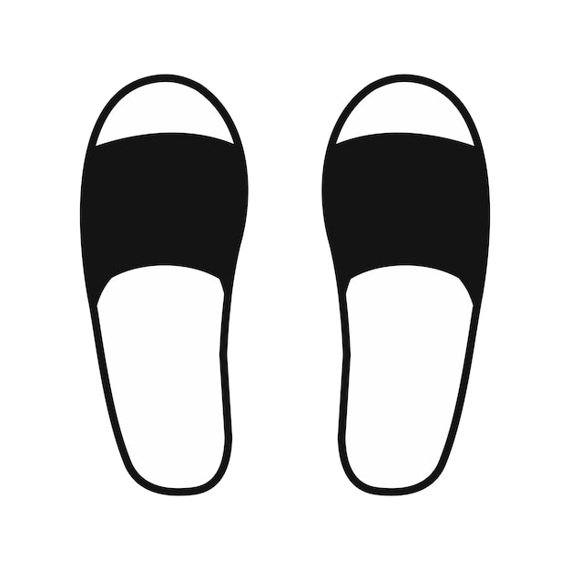 Spa slippers zwart eenvoudig pictogram geïsoleerd op een witte achtergrond