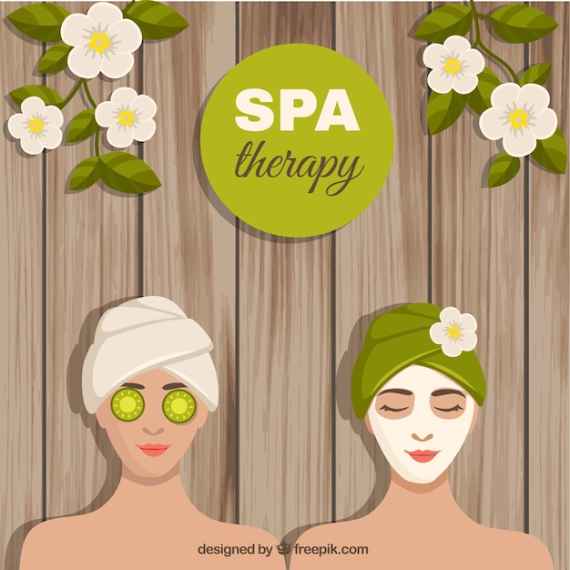 Spa therapy background with green elements