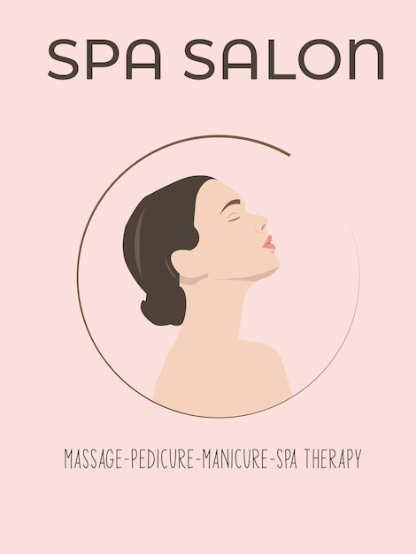 Spa therapy poster with woman profile silhouette
