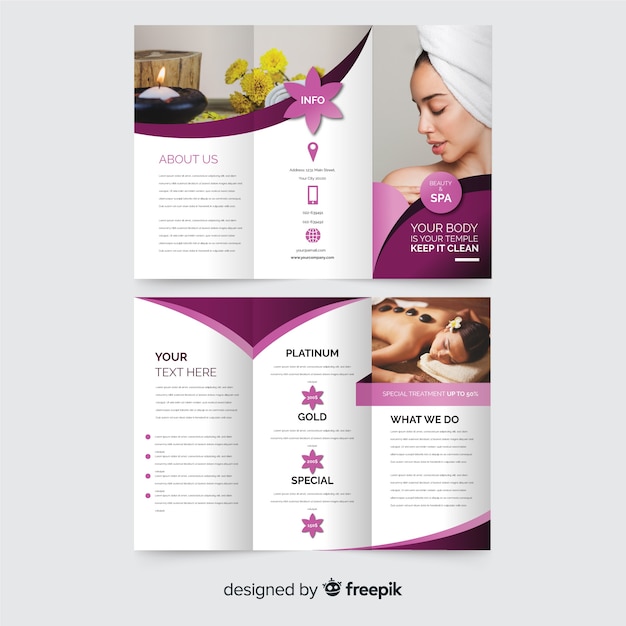 Vector spa trifold brochure template