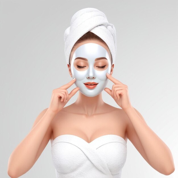 Spa woman applying facial mask 3D Vector White Background