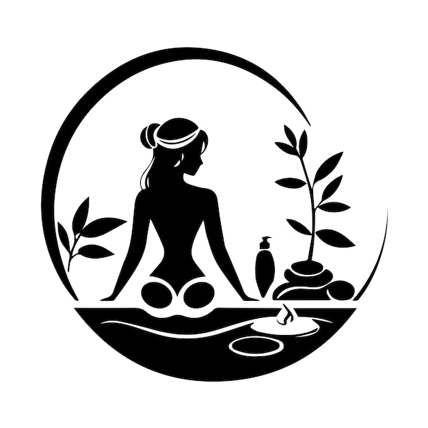 Spa woman black logo vector design illustration