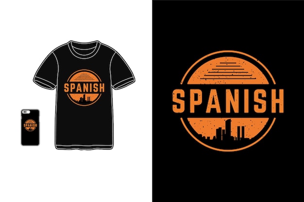 Spaans, t-shirt koopwaar siluet typografie