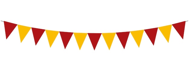 Spaanse nationale feestdag bunting garland rode en gele string van driehoekige vlaggen vakantie wimpels retro stijl vector decoratief element Fiesta Nacional de Espana