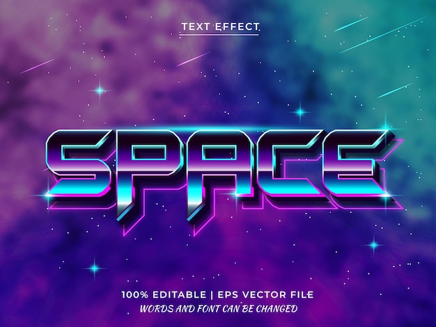 Space 3d editable text effect premium vector