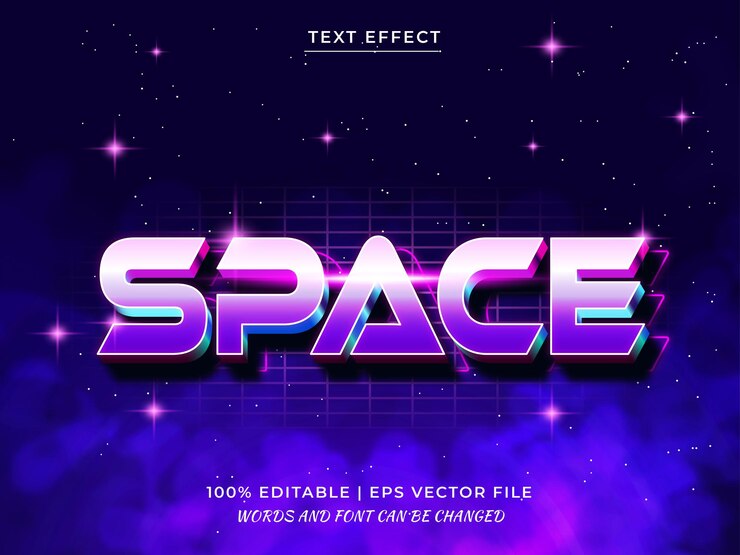 Vector space 3d editable text effect premium vector
