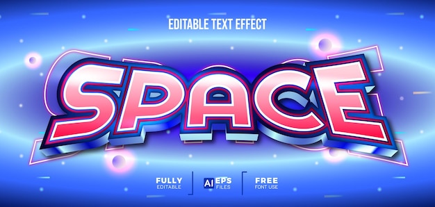 Vector space 3d editable text effect