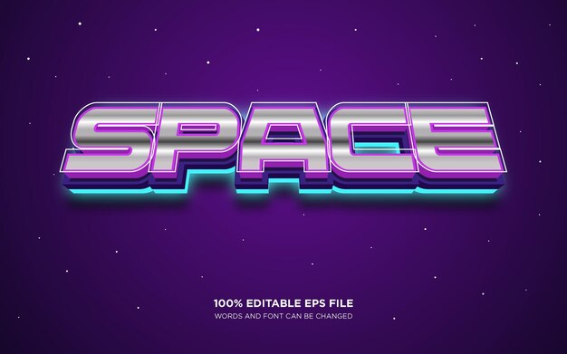 Space 3D 편집 가능한 텍스트 스타일 효과