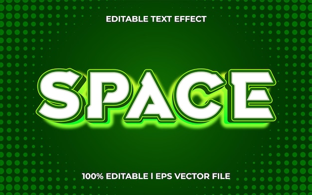 space 3d text effect with neon theme. green typography template for modern tittle