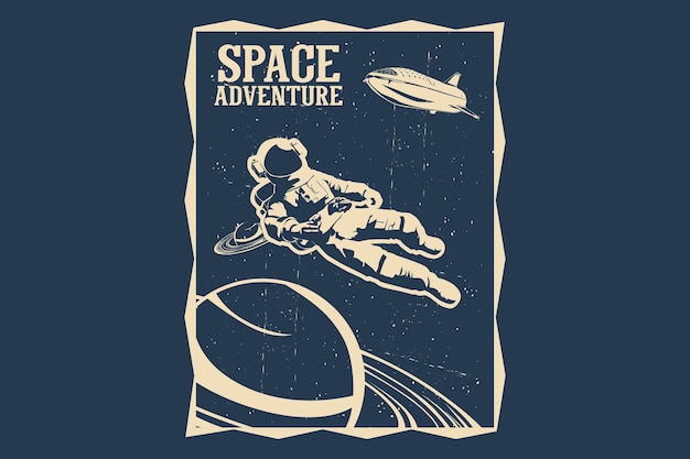 Space adventure astronaut silhouette design