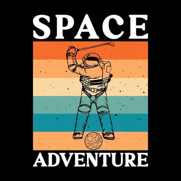 Vector a space adventure text with a astronaut on it