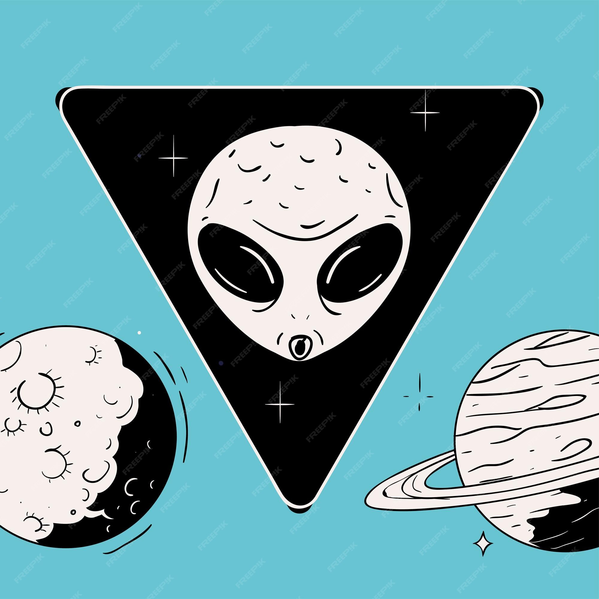 Premium Vector  Handdrawing vector illustration retro alien space tattoo