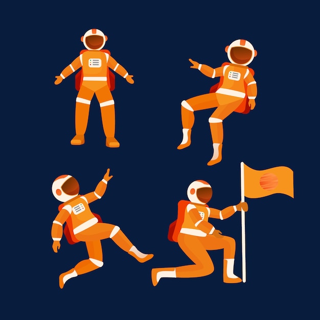 Space astronaut character in diverse pose