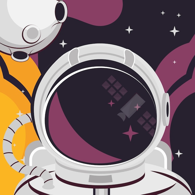 Space astronaut and moon