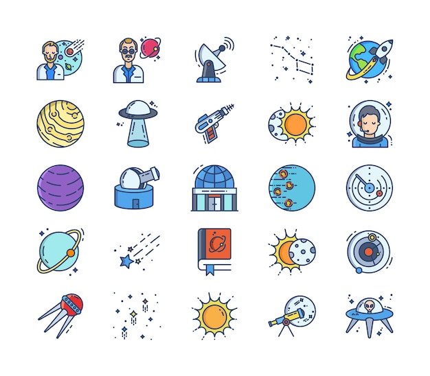 Space and astronomy icon set