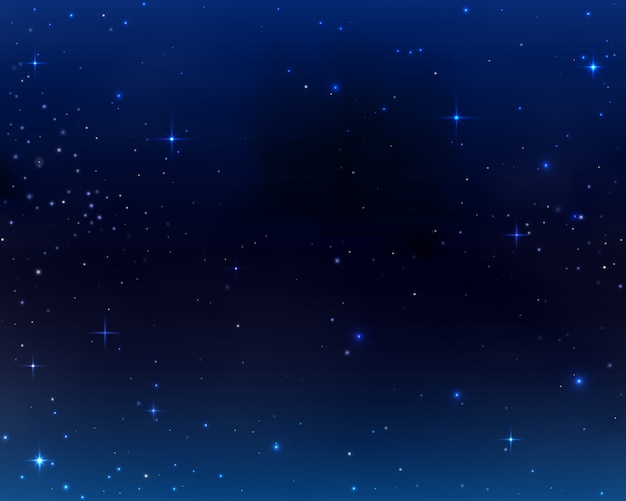 Vector space background, galaxy universe, sky dark blue abstract backdrop with stars and cosmos nebula.