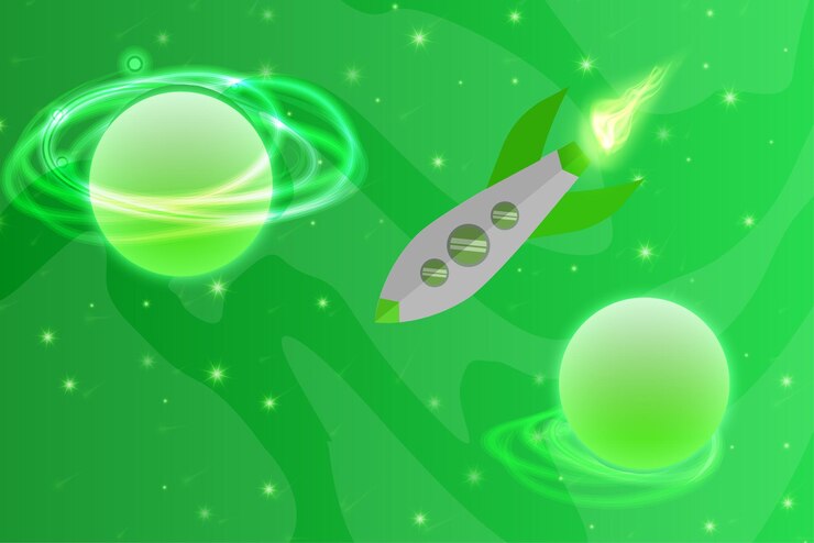 Vector space background. green realistic cosmos backdrop. starry nebula with stardust and milky way