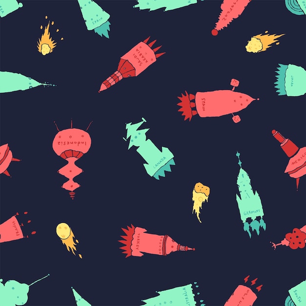 Space background for kids Colorful hand drawn illustration