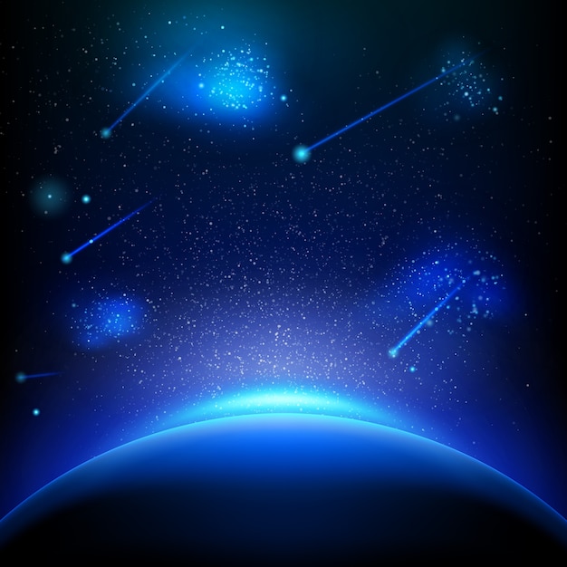 Space background with blue light.