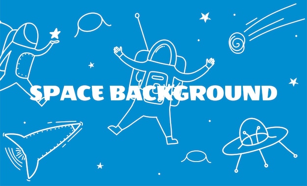 Space background with cosmonaut Vector flat illustration