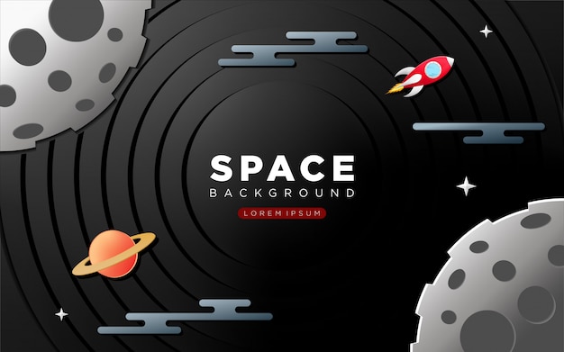 Space background with paper craft style