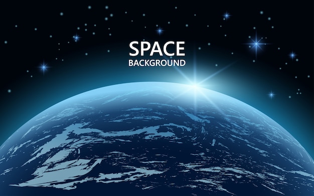 Vector space background with planet earth and stars