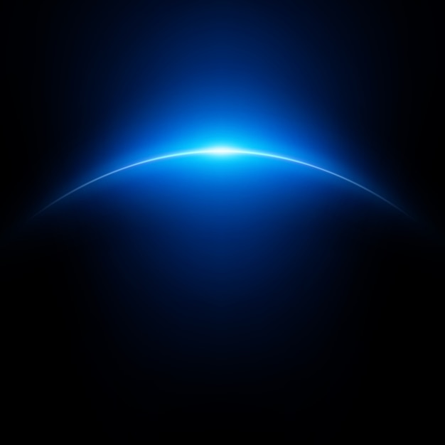 Space background with planet and shining light.