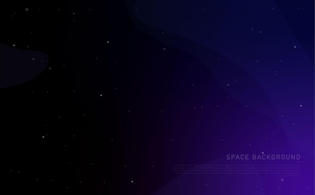 Space background with stars and black sky and purple clouds