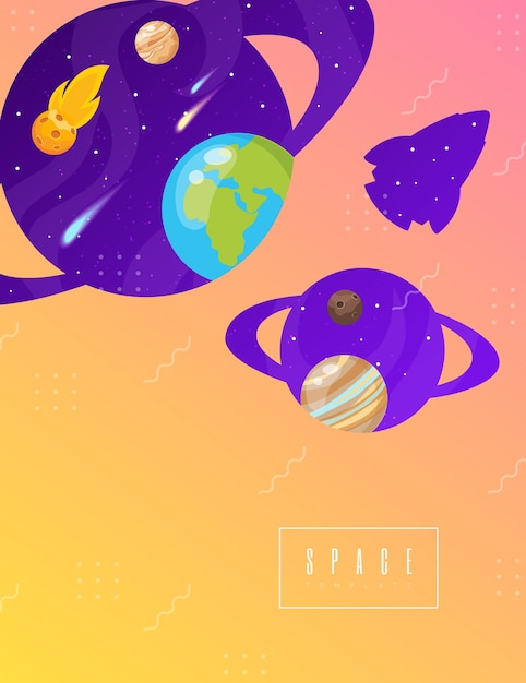 Space background with stars and planets