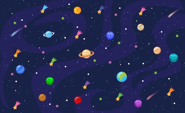 Space background with stars and planets