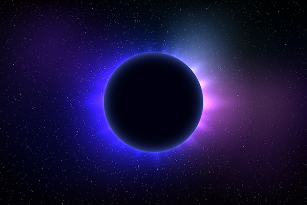 Space background with total solar eclipse