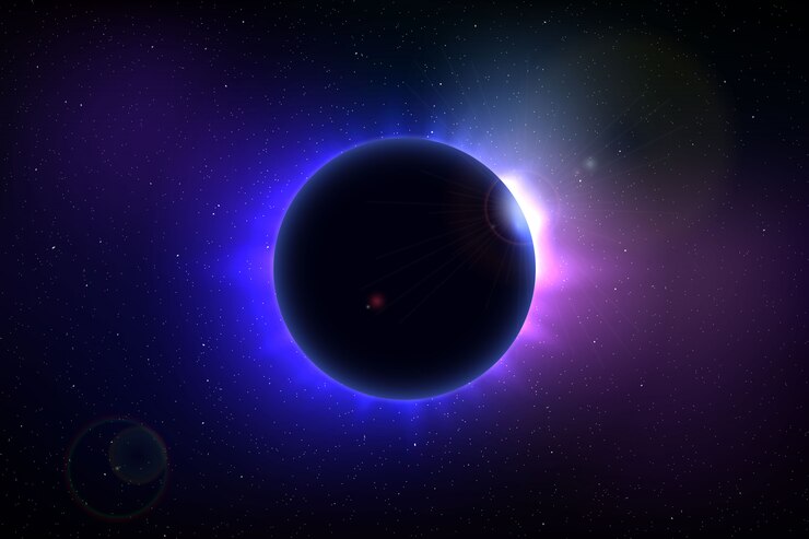 Vector space background with total solar eclipse 