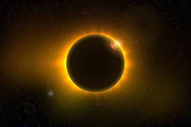 Vettore sfondo spaziale con eclissi solare totale