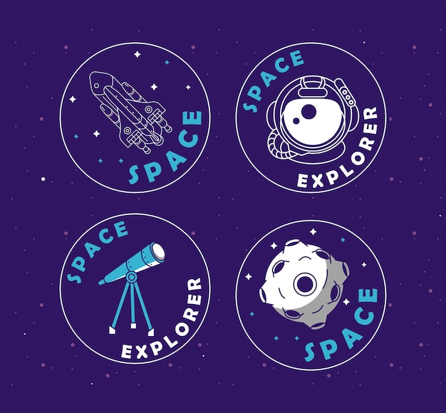 Space badges four icons