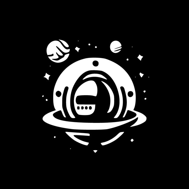 Space black and white vector illustration