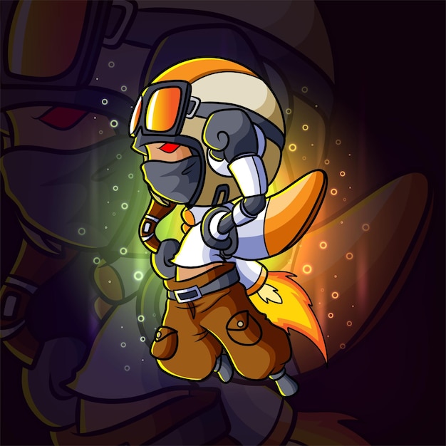 The space boy costume esport mascot design of illustration