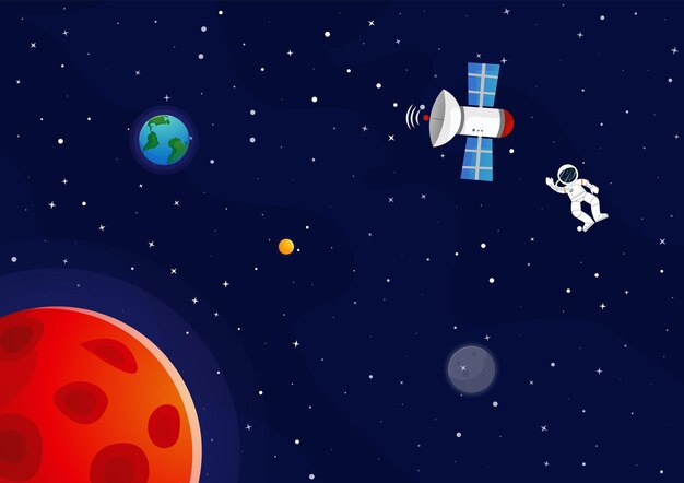 Космический фоновый мультфильм Милый дизайн для посадки