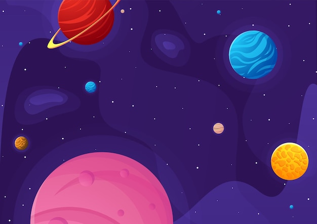 Space cartoon background Cute design for landing