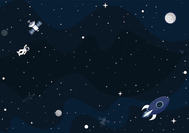 Vector space cartoon background cute design for landing