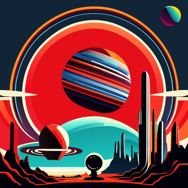 space civilization vector illustration cartoon