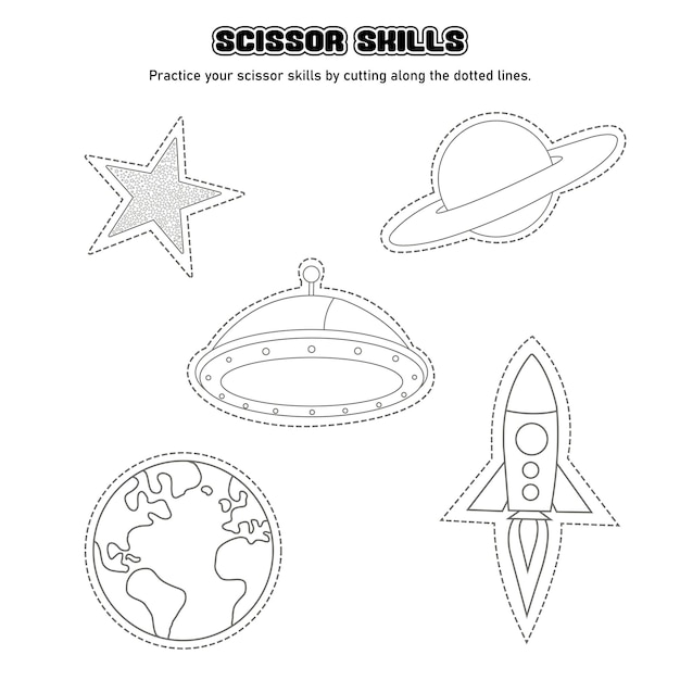 Space coloring page for kids