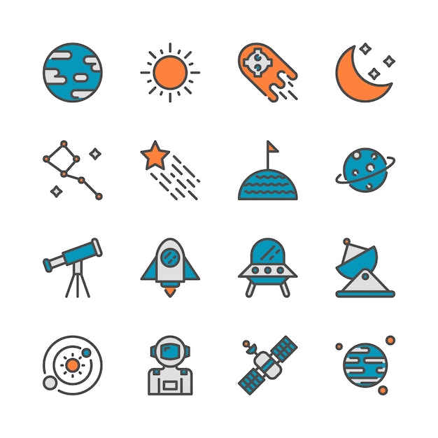 Vector space in colorline icon set design