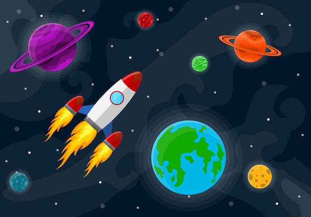 Space cute background.  illustration