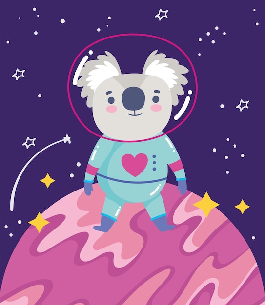 Vettore spazio simpatico astronauta koala